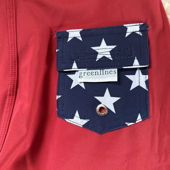 New Boys Size 6 Patriotic Greenline Unlined Recycled Material Swim Trunks/Board - Picture 5 of 9